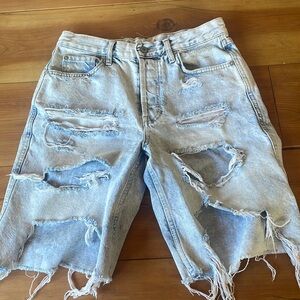 Free People Distressed Denim Shorts